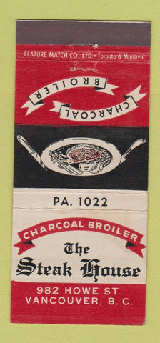 Matchbook Cover - The Steak House Vancouver BC 21 Strike Feature