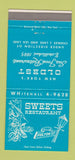Matchbook Cover - Sweets Restaurant New York City 30 Strike