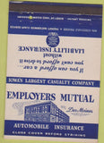 Matchbook Cover - Employers Mutual Insurance Des Moines IA 40 Strike