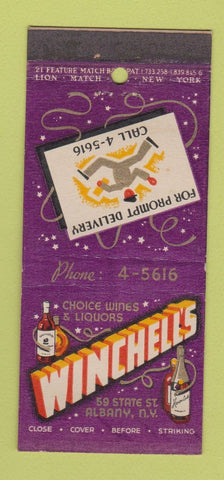 Matchbook Cover - Winchell's Liquors Albany NY 21 Strike Feature