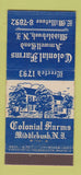 Matchbook Cover - Colonial Arms Middlebush NJ 21 Strike Feature