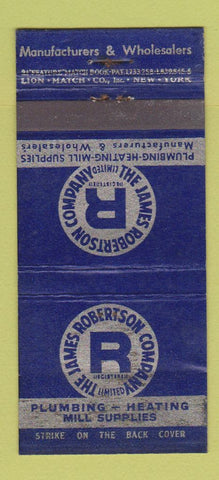 Matchbook Cover James Robertson Plumbing Heating Montreal QC 21 Strike Feature