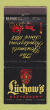 Matchbook Cover - Lucho's Restaurant New York City 30 Stick