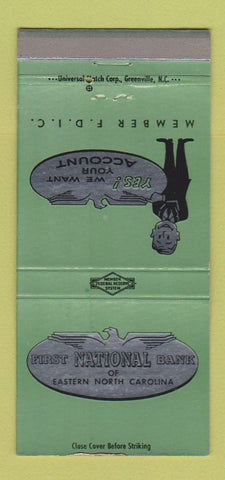 Matchbook Cover - First National Bank NC WEAR 30 Strike