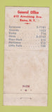 Matchbook Cover - Coleman Bros Trucking Romse NY 21 Strike Feature
