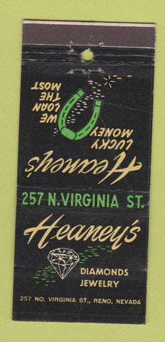 Matchbook Cover - Heaney's Diamonds Jewelry Reno NV WORN 21 Strike Feature