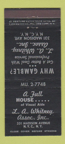 Matchbook Cover - LA Whitney Optometrist? New York City 21 Strike Feature