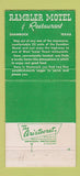 Matchbook Cover - Rambler Motel Shamrock TX Route 66 30 Strike
