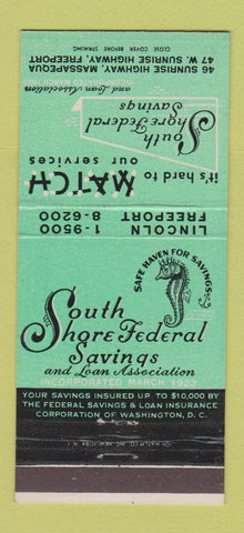 Matchbook Cover - South Shore Federal Savings Massapequa Freeport NY 30 Strike