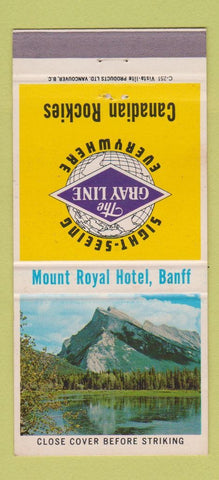 Matchbook Cover - Gray Line Bus Mount Royal Hotel Banff AB 30 Strike