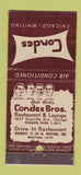 Matchbook Cover - Condes Restaurant Chicago IL Whiting IN 21 Strike Feature