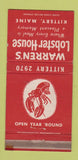 Matchbook Cover - Warren's Lobster House Kittery ME WORN 30 Strike