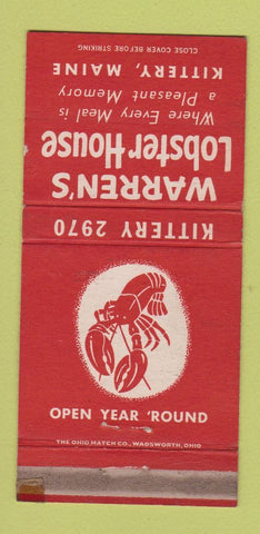 Matchbook Cover - Warren's Lobster House Kittery ME WORN 30 Strike