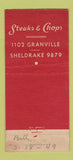 Matchbook Cover - Tom Brown's Cafe Lounge Chicago IL lobster 30 Stick