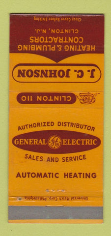 Matchbook Cover - CJ Johnson GE Heating Amoco oil gas Clinton NJ 30 Strike