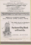 Matchbook Cover - Jackson City Bank Trust Jackson MI 40 Strike