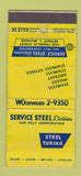 Matchbook Cover - Service Steel Van Pelt Corp Detroit MI 30 Stick