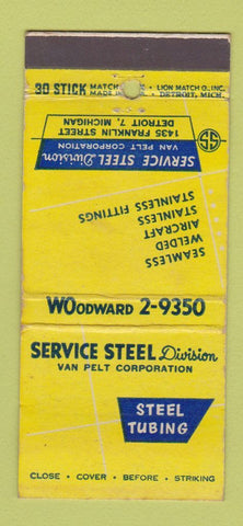Matchbook Cover - Service Steel Van Pelt Corp Detroit MI 30 Stick
