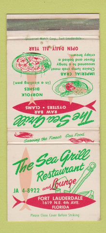 Matchbook Cover - Sea Grill Restaurant Fort Lauderdale FL WEAR 30 Strike