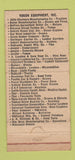 Matchbook Cover - Yukon Equipment Seattle WA Juneau AK 30 Strike