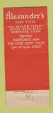 Matchbook Cover - Alexander's Men's Shoes Hartford CT WEAR 21 Strike Feature