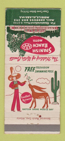 Matchbook Cover - Spanish Ranch Motel Mobile AL  30 Strike
