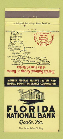 Matchbook Cover - Florida National Bank Ocala FL 30 Strike