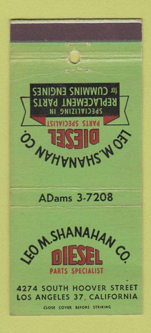 Matchbook Cover - Leo Shanahan Diesel Los Angeles CA Cummins 30 Stick
