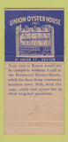 Matchbook Cover - Union Oyster House Boston MA lobster 30 Strike