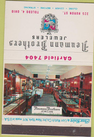 Matchbook Cover - Neumann Brothers Jewelers Toledo OH 1956 40 Strike