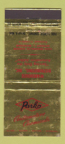 Matchbook Cover - Parko Automatic Chemicals Detroit MI WEAR 30 Stick