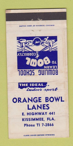 Matchbook Cover - Orange Bowling Lanes Kissimmee FL 30 Strike
