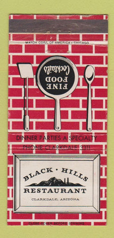 Matchbook Cover - Black Hills Restaurant Clarkdale AZ 30 Strike