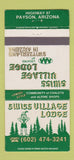 Matchbook Cover - Swiss Village Lodge Payson AZ 30 Strike