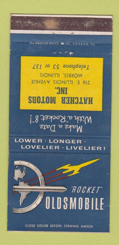 Matchbook Cover - Oldsmobile Rocket Hatcher Morris IL WEAR 30 Strike