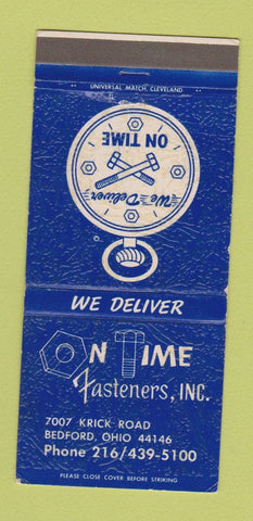 Matchbook Cover - On Time Fasteners Bedford OH 30 Strike
