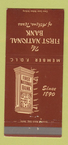 Matchbook Cover - First National Bank Athens TX 30 Strike
