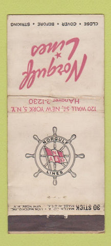 Matchbook Cover - Norgulf Lines Shipping New York City WORN 30 Stick
