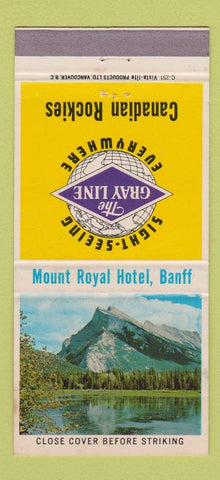 Matchbook Cover - Gray Line Bus Mount Royal Hotel Banff AB 30 Strike