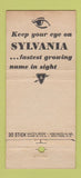 Matchbook Cover - Sylvania Light Bulbs Ligon Hickory N 30 Stick