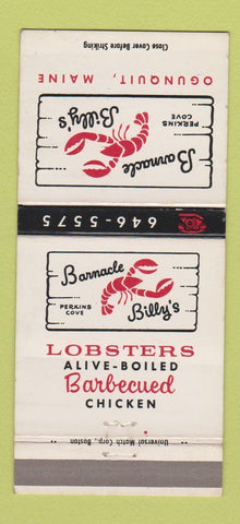 Matchbook Cover - Barnacle Billy's Lobster Ogunquit ME 30 Strike