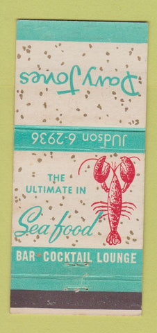 Matchbook Cover - Davy Jones Restaurant lobster New York City 30 Stick