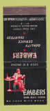Matchbook Cover - Embers Restaurant Miami Beach FL WEAR 30 Stick
