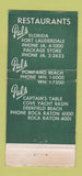 Matchbook Cover - Pal's Restaurant Fort Lauderdale Pompano FL 30 Strike