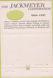 Matchbook Cover - Jackmeyer Corporation New York NY 40 Strike