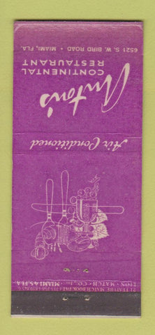 Matchbook Cover - Anton's Restaurant Miami FL WEAR 21 Strike Feature