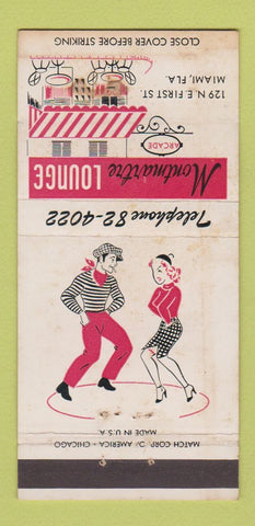 Matchbook Cover - Montmartre Lounge Miami FL girlie STAINED 30 Strike