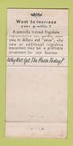 Matchbook Cover Frigidaire Refrigerator LH Kieffer Belleville IL WEAR 30 Strike
