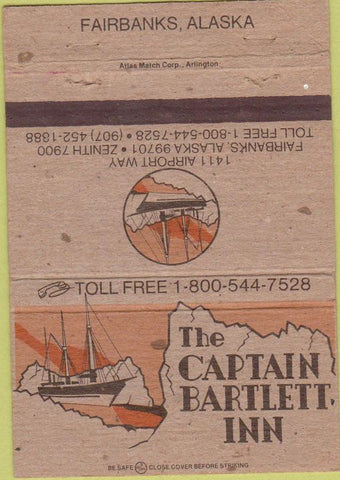 Matchbook Cover - Captain Bartlett Inn Fairbanks AK 40 Strike