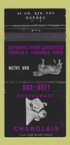 Matchbook Cover - Restaurant Charolais Ste Foy QC 30 Strike